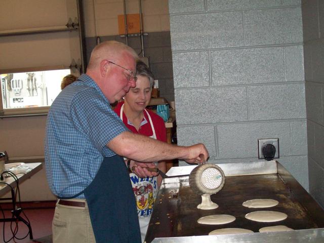 Social members helping with the Auxilliary's annual Community Day All you can eat breakfast at the station.