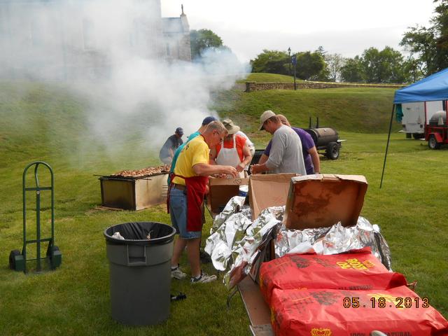 Glad someone took a picture of this.  Have not seen these guys work so hard in their life.  The chicken was good though.  Spring Fling 2013